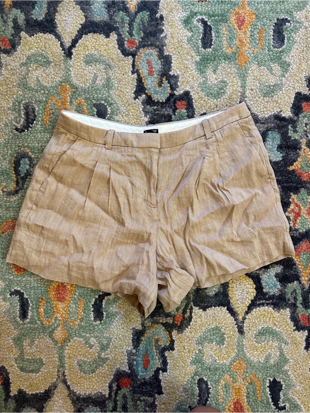 J. Crew Tan Linen-Blend Pleated Women's Shorts EUC